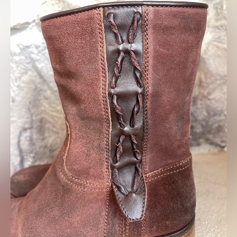Brown Suede Leather Ankle boots Women's Engineer Moto Sz 36 5.5 Vero Cuoio Italy - Picture 4 of 11
